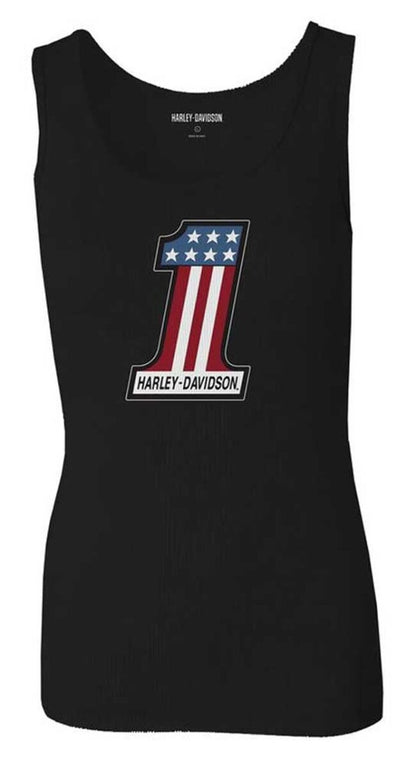 NEW HARLEY DAVIDSON 99108-22VW 1W Women's Ultra Classic #1 Rib Tank BLACK