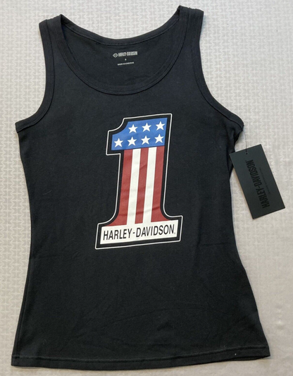 NEW HARLEY DAVIDSON 99108-22VW 1W Women's Ultra Classic #1 Rib Tank BLACK
