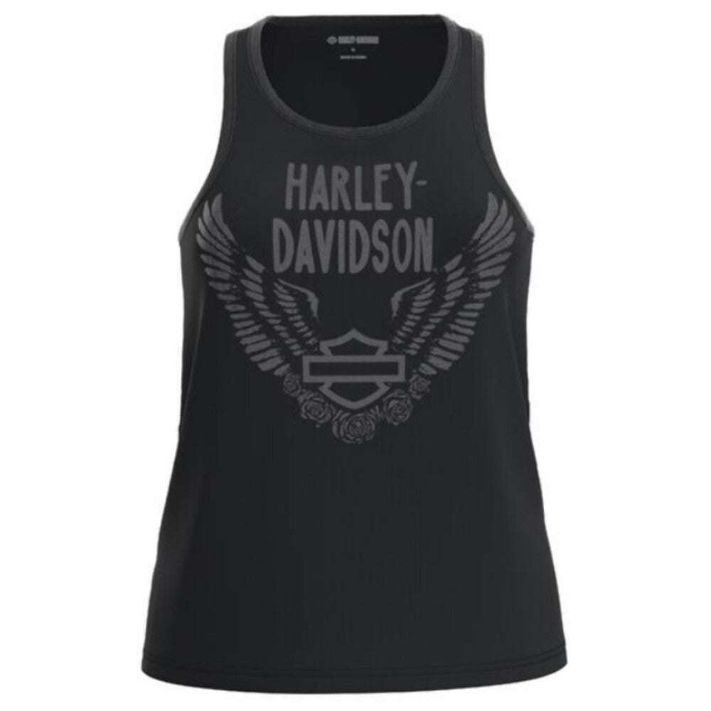 NEW HARLEY DAVIDSON 96444-23VW Women's Gathering Roses Fashion Tank BLACK XS