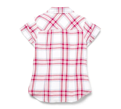 NEW HARLEY DAVIDSON 96669-22VW XS Women's Land Of Liberty Plaid Shirt - RED