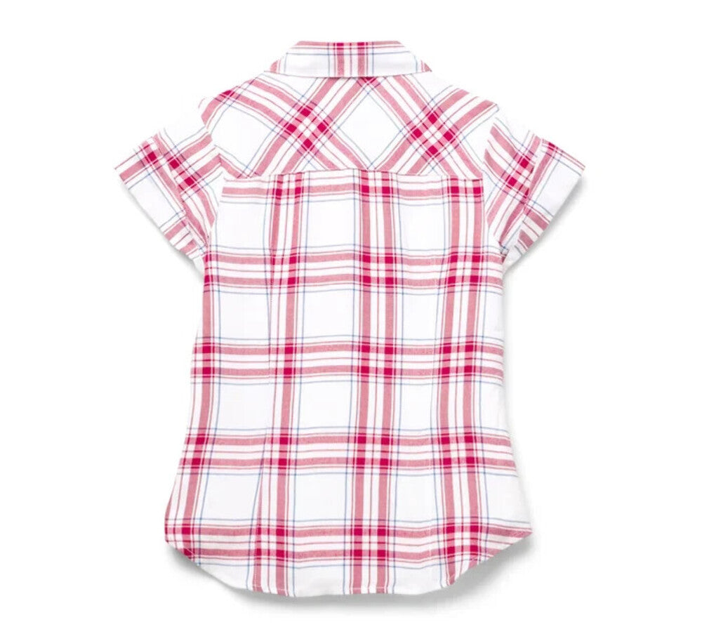 NEW HARLEY DAVIDSON 96669-22VW 3W Women's Land Of Liberty Plaid Shirt  RED PLAID