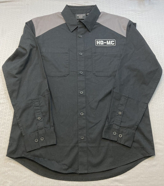 NEW GENUINE HARLEY DAVIDSON 96368-23VM MEN'S HD-MC L/S Shirt BLACK BEAUTY MED