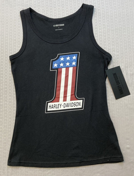 NEW HARLEY DAVIDSON 99108-22VW 2W Women's Ultra Classic #1 Rib Tank BLACK