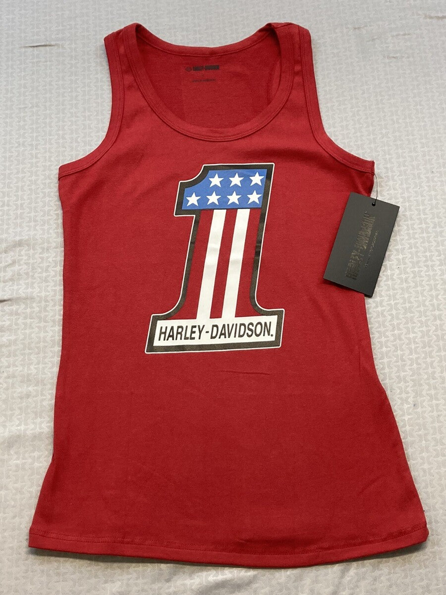 NEW HARLEY DAVIDSON 96651-22VW S Women's Ultra Classic #1 Rib Tank RED