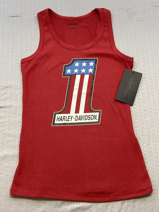 NEW HARLEY DAVIDSON 96651-22VW S Women's Ultra Classic #1 Rib Tank RED