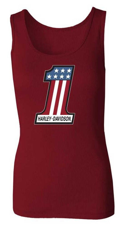 NEW HARLEY DAVIDSON 96651-22VW 2XL Women's Ultra Classic #1 Rib Tank RED