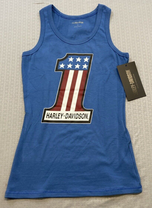 NEW HARLEY DAVIDSON 96652-22VW XL Women's Ultra Classic #1 Rib Tank BLUE