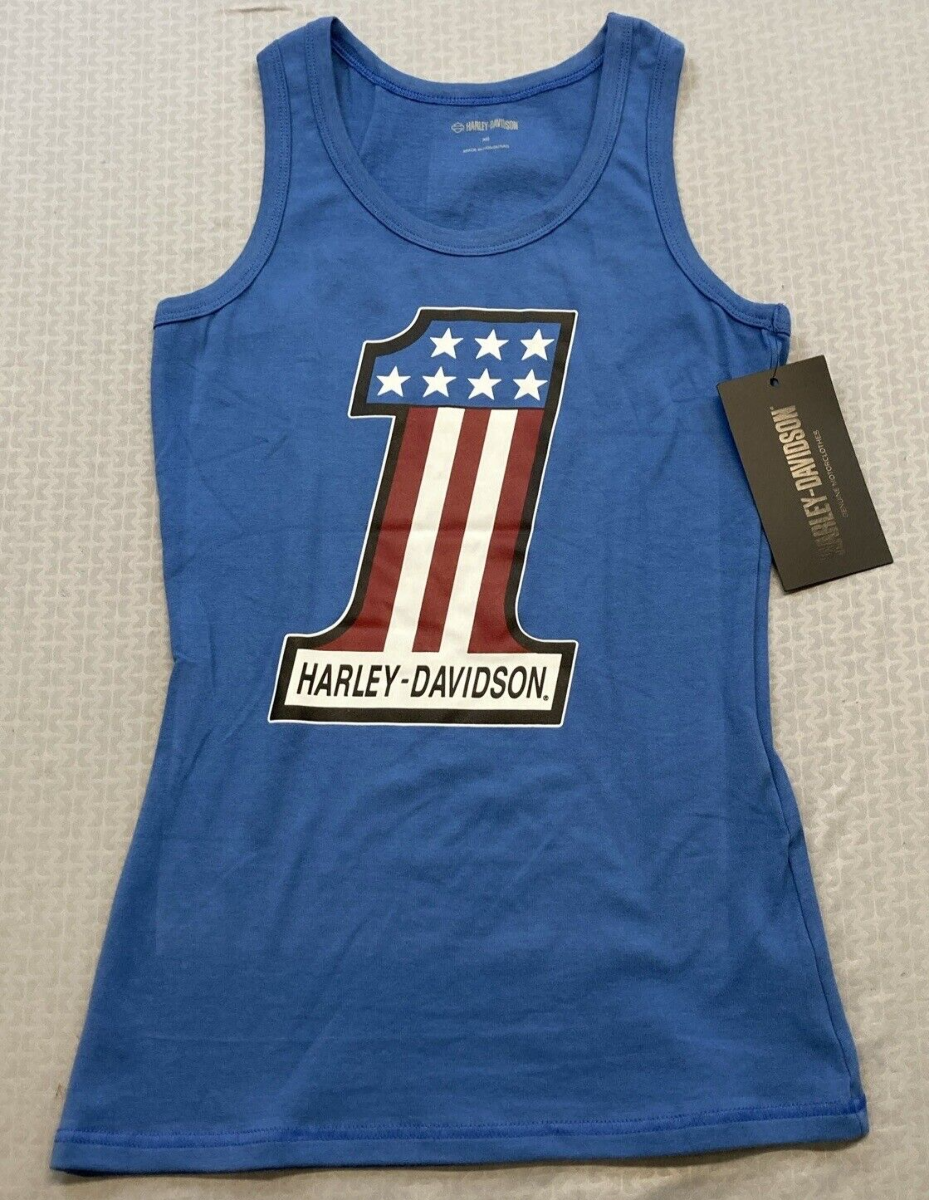 NEW HARLEY DAVIDSON 96652-22VW 2XL Women's Ultra Classic #1 Rib Tank BLUE