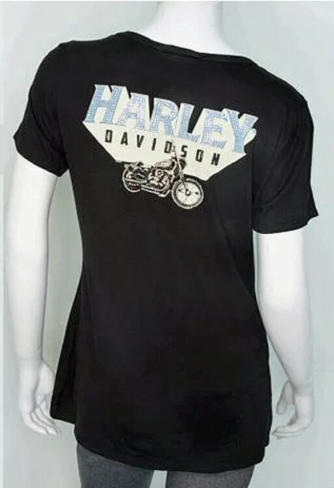 NEW HARLEY DAVIDSON HT4662BLK CYCLONE S/S SCOOP NECK BLACK XS