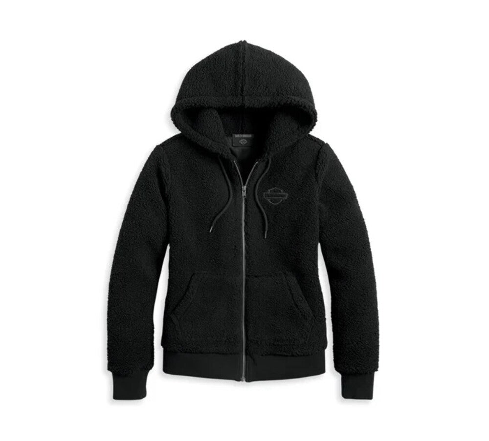 NEW HARLEY DAVIDSON 96413-23VW Women's Enchanted Sherpa Hoodie Black Beauty XS