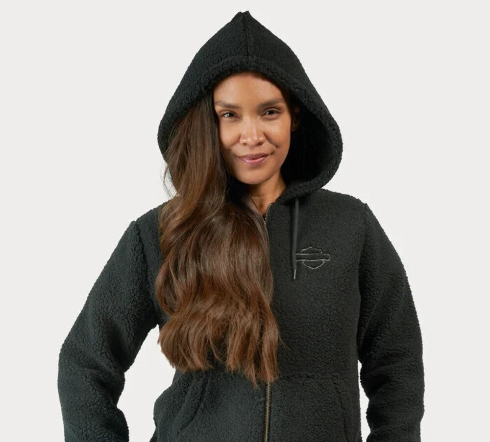 NEW HARLEY DAVIDSON 96413-23VW Women's Enchanted Sherpa Hoodie Black Beauty S