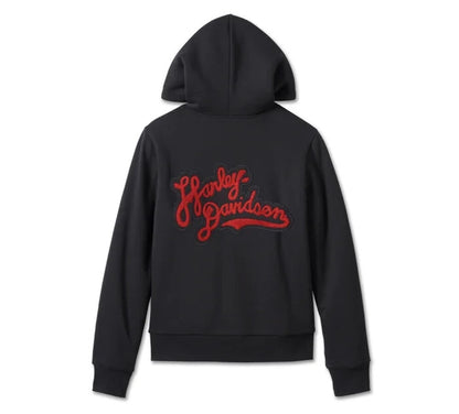 NEW HARLEY DAVIDSON 96403-23VW MED HOODIE BLACK Road Home Sherpa Lined Zip Front