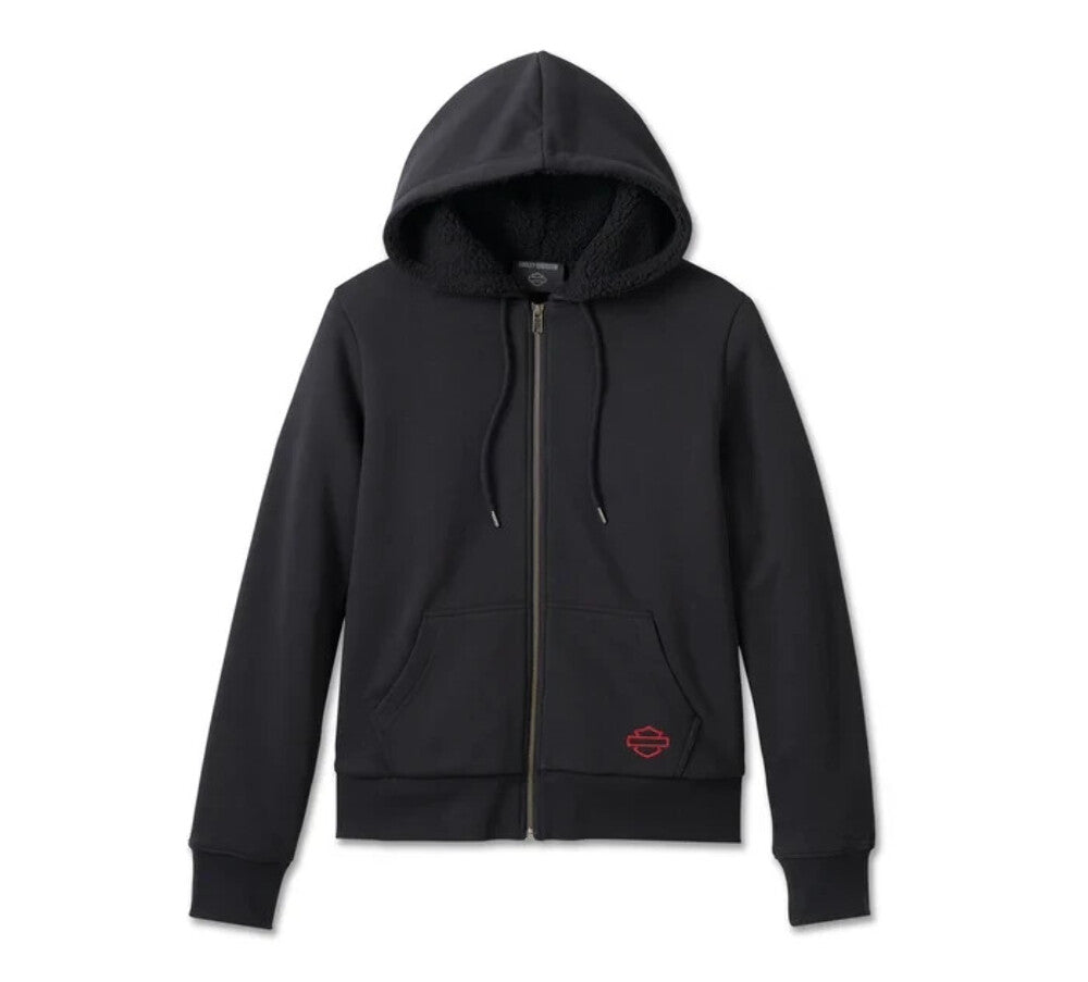 NEW HARLEY DAVIDSON 96403-23VW S HOODIE BLACK Road Home Sherpa Lined Zip Front