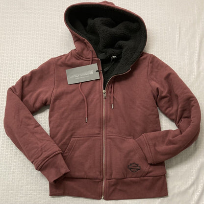 NEW HARLEY DAVIDSON 96406-23VW MED HOODIE RED Road Home Sherpa Lined Zip Front