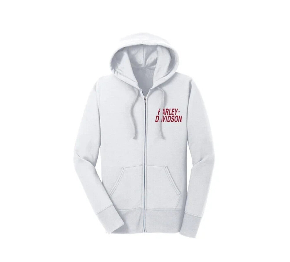 NEW HARLEY DAVIDSON 96603-22VW Women's #1 Zip Front Hoodie - Bright White XL