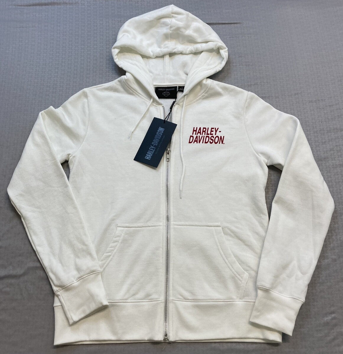 NEW HARLEY DAVIDSON 96603-22VW Women's #1 Zip Front Hoodie - Bright White 2XL