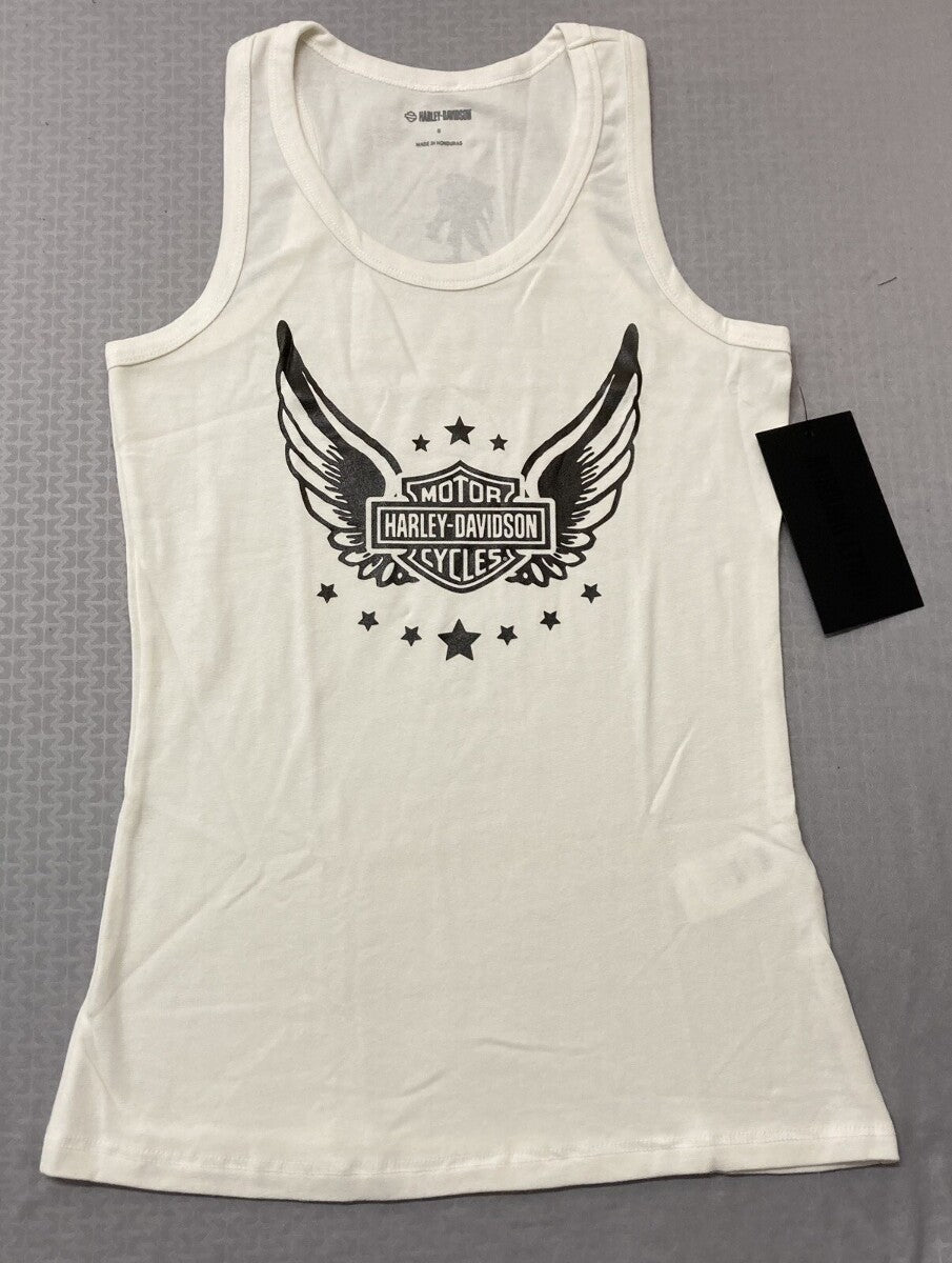 NEW HARLEY DAVIDSON 96474-22VW Women's Wounded Warrior Project Tank OFF WHITE XS