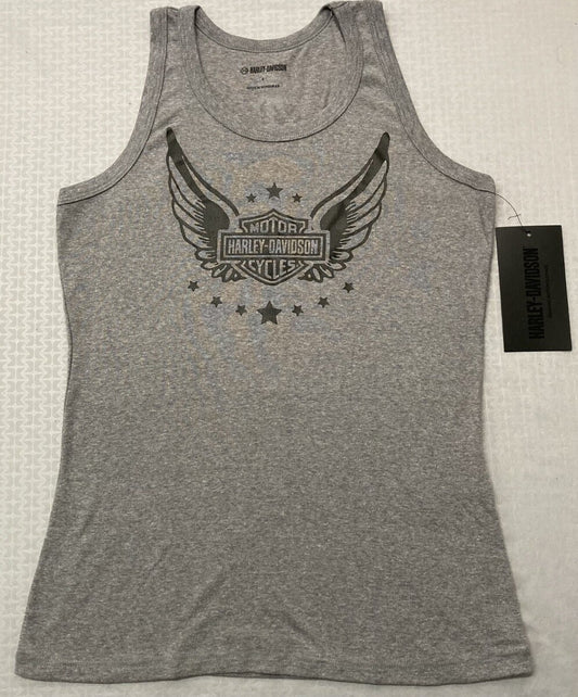 NEW HARLEY DAVIDSON 96475-22VW Women Wounded Warrior Project Tank HEATHER GRY XS