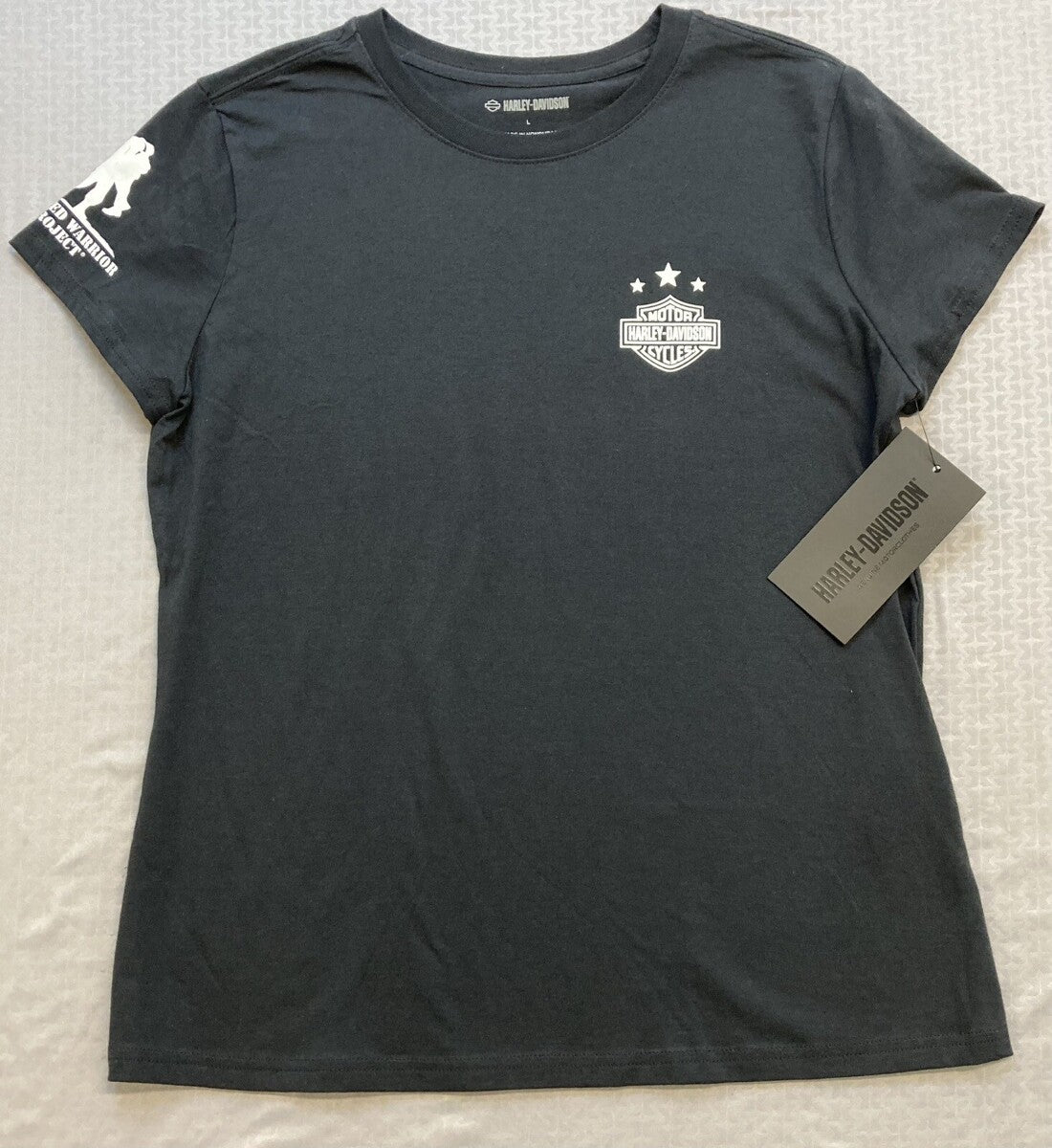 NEW HARLEY DAVIDSON 96469-22VW Women's Wounded Warrior Project Hero Tee Black M