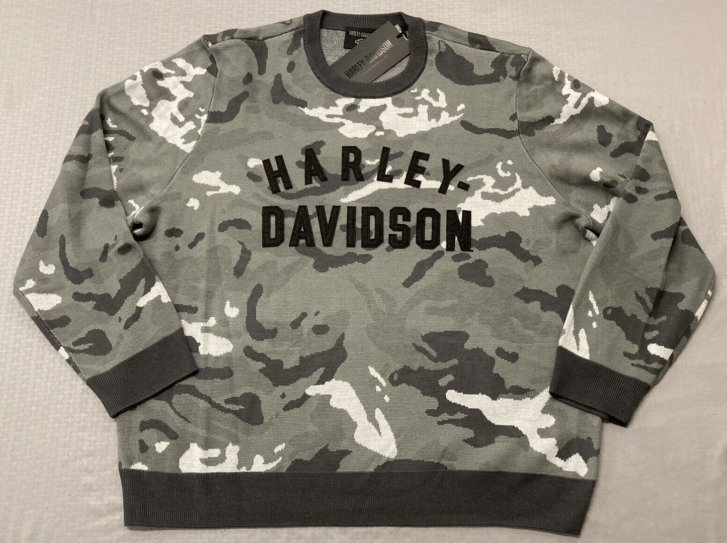 NEW HARLEY DAVIDSON 96310-23VM Men's SMALL SWEATER GREY CAMO