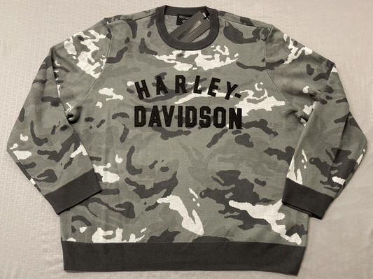 NEW HARLEY DAVIDSON 96310-23VM Men's SMALL SWEATER GREY CAMO
