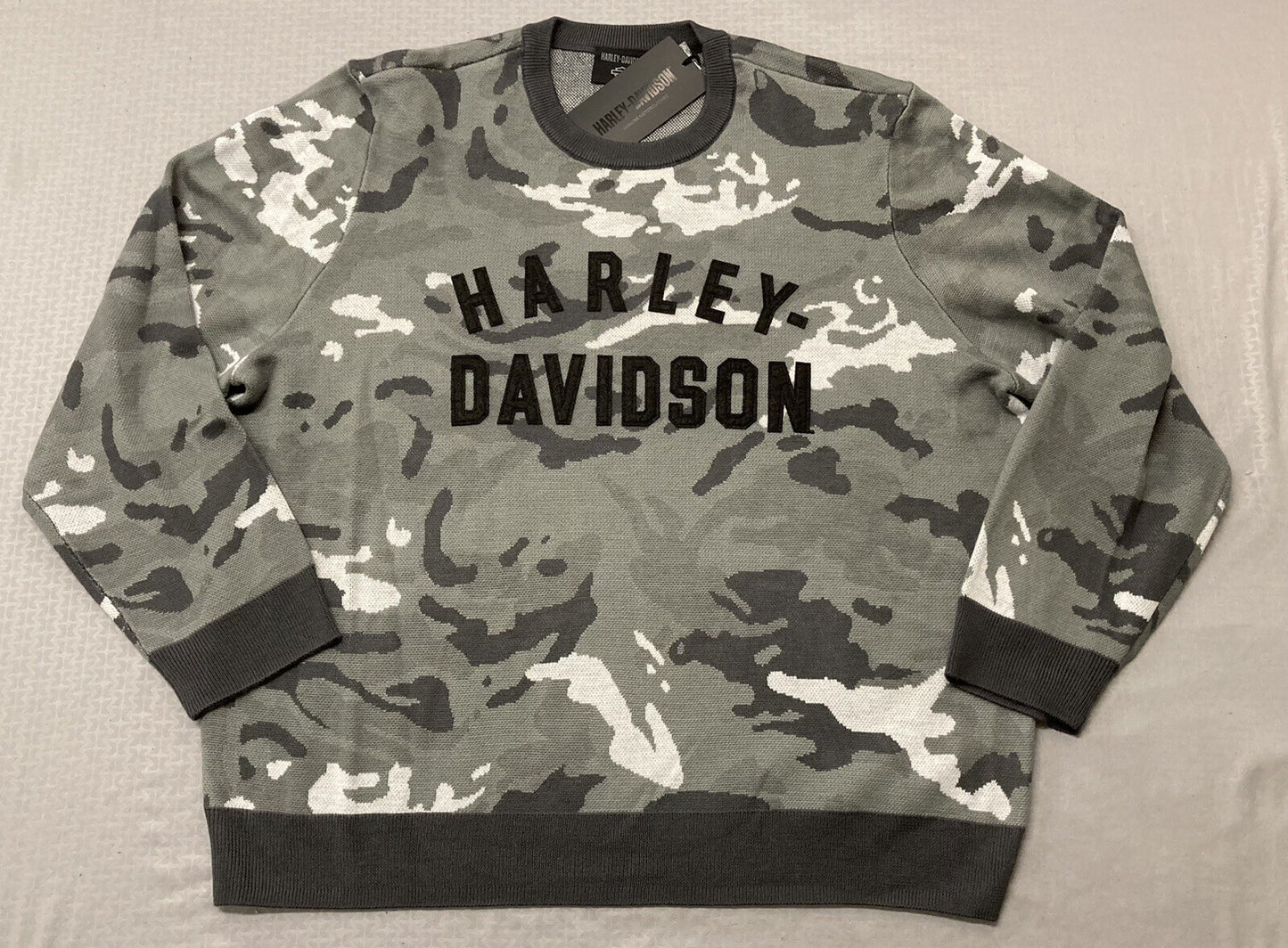 NEW HARLEY DAVIDSON 96310-23VM Men's MEDIUM SWEATER GREY CAMO