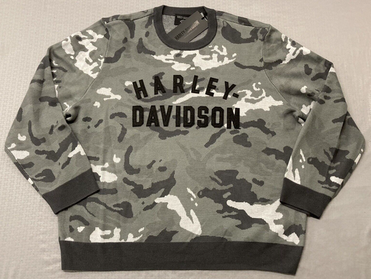 NEW HARLEY DAVIDSON 96310-23VM Men's XLARGE SWEATER GREY CAMO
