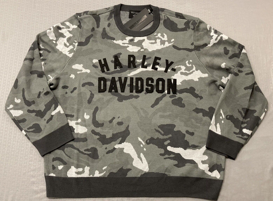 NEW HARLEY DAVIDSON 96310-23VM Men's 2XL SWEATER GREY CAMO