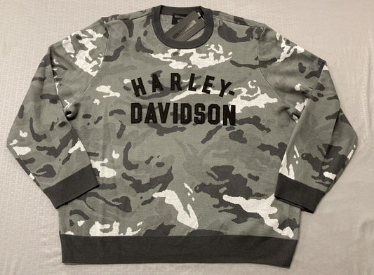 NEW HARLEY DAVIDSON 96310-23VM Men's 3XL SWEATER GREY CAMO