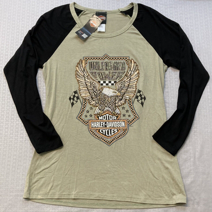 NEW GENUINE HARLEY DAVIDSON HT4723SAG WOMEN'S XSMALL UNLEASED POWER L/S SAGE