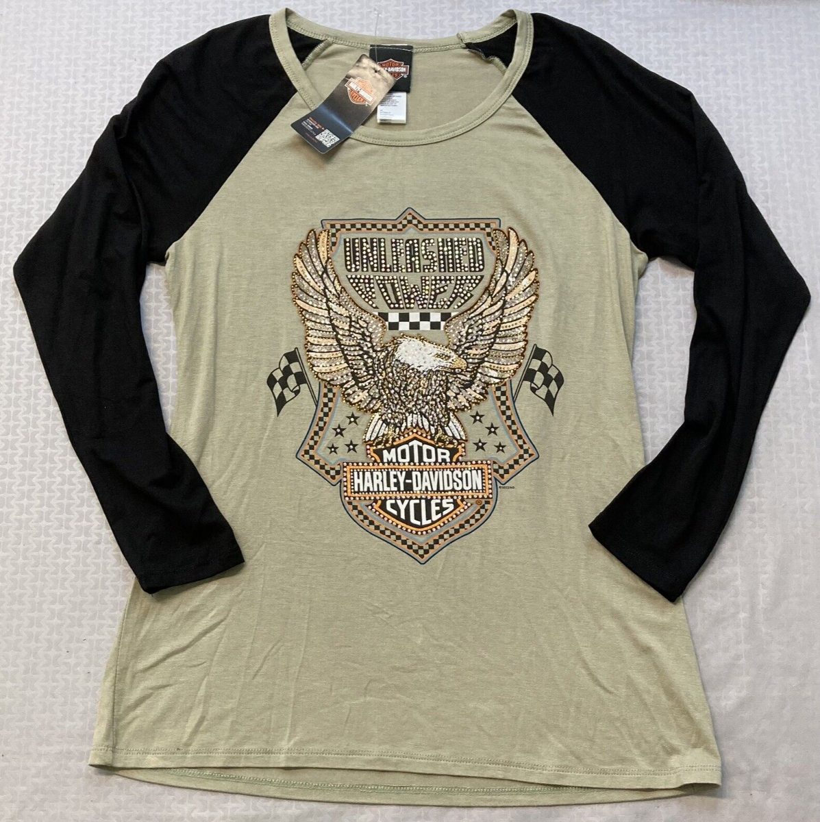 NEW GENUINE HARLEY DAVIDSON HT4723SAG WOMEN'S 2XL UNLEASED POWER L/S SAGE