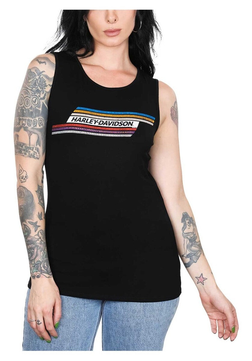 NEW HARLEY DAVIDSON HT4710 Women's MED Switchback S/L SCOOP NECK BLACK