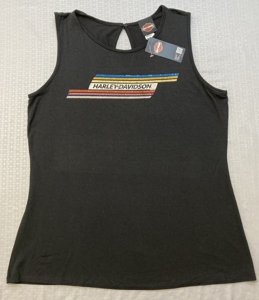 NEW HARLEY DAVIDSON HT4710 Women's LARGE Switchback S/L SCOOP NECK BLACK