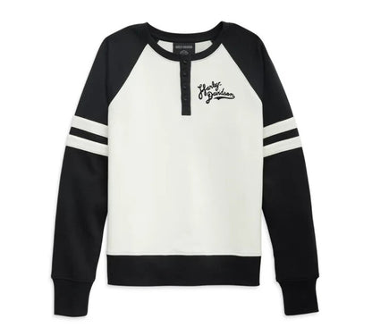 NEW GENUINE HARLEY DAVIDSON 96394-23VW WOMEN'S XS HENLEY BLACK COLORBLOCK