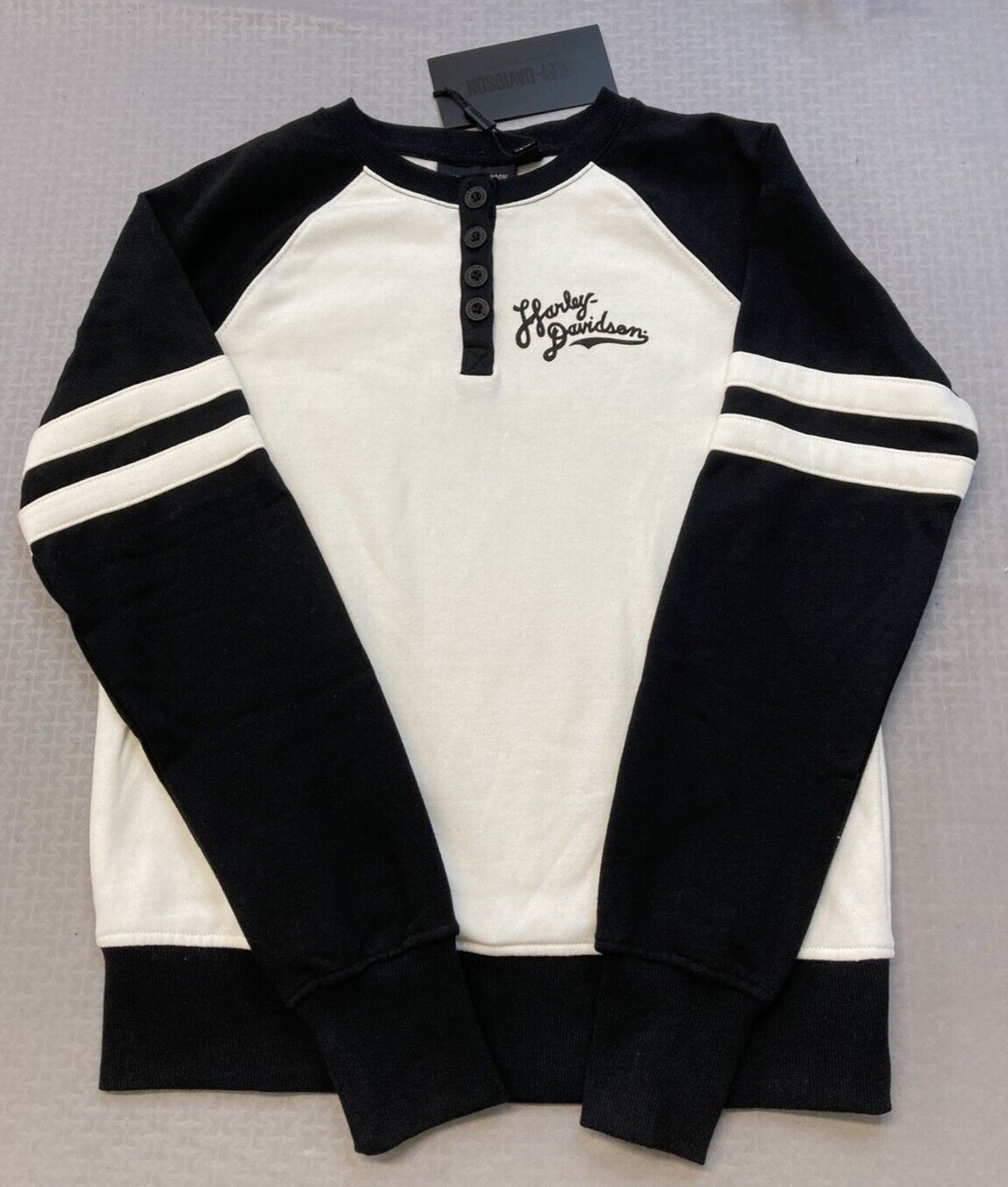 NEW GENUINE HARLEY DAVIDSON 96394-23VW WOMEN'S XS HENLEY BLACK COLORBLOCK