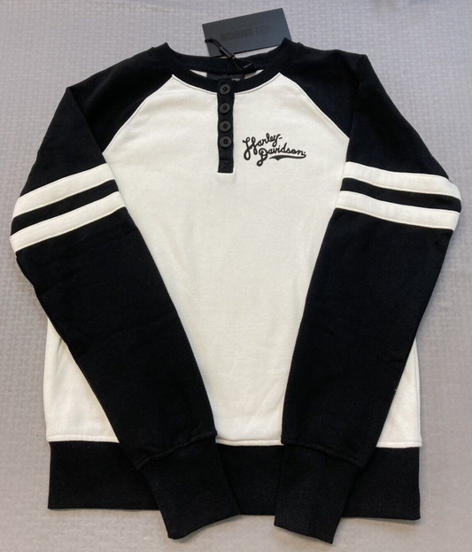 NEW GENUINE HARLEY DAVIDSON 96394-23VW WOMEN'S MED HENLEY BLACK COLORBLOCK