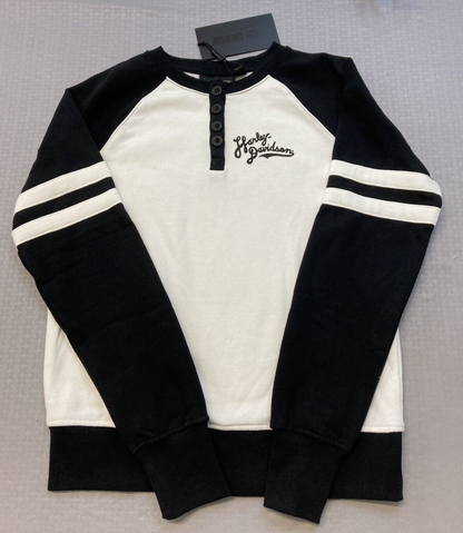 NEW GENUINE HARLEY DAVIDSON 96394-23VW WOMEN'S XL HENLEY BLACK COLORBLOCK