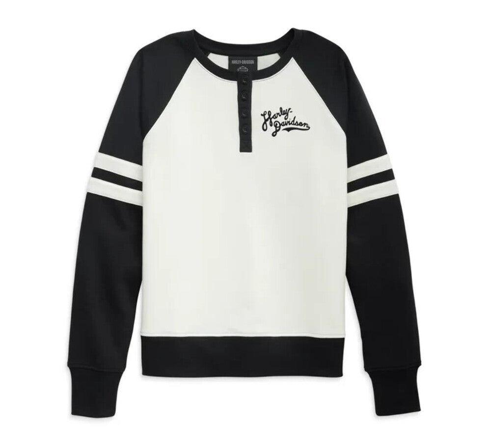 NEW GENUINE HARLEY DAVIDSON 96394-23VW WOMEN'S 1W HENLEY BLACK COLORBLOCK