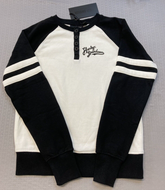 NEW GENUINE HARLEY DAVIDSON 96394-23VW WOMEN'S 1W HENLEY BLACK COLORBLOCK