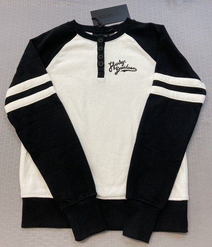 NEW GENUINE HARLEY DAVIDSON 96394-23VW WOMEN'S 2W HENLEY BLACK COLORBLOCK