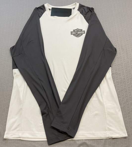 NEW GENUINE HARLEY DAVIDSON 99053-22VM MEN'S MED TEE KNIT WHITE BAR & SHIELD