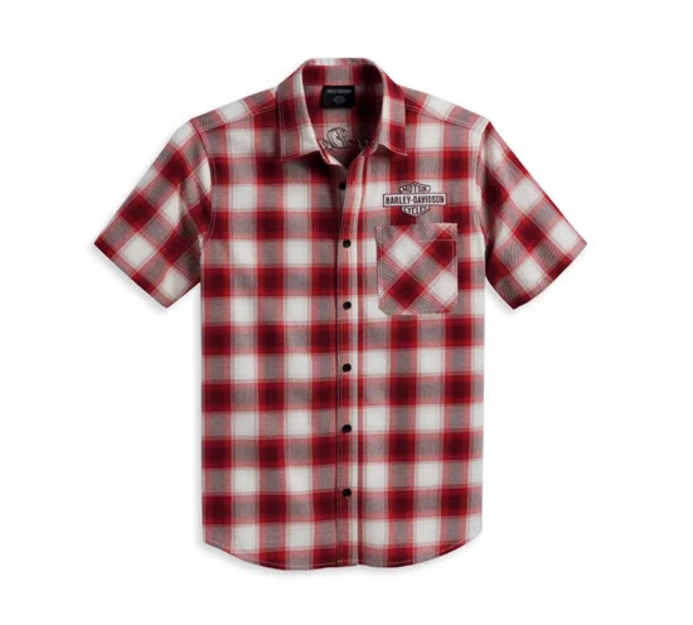 NEW GENUINE HARLEY DAVIDSON 96385-23VM MEN'S MEDIUM SHIRT WOVEN RED PLAID