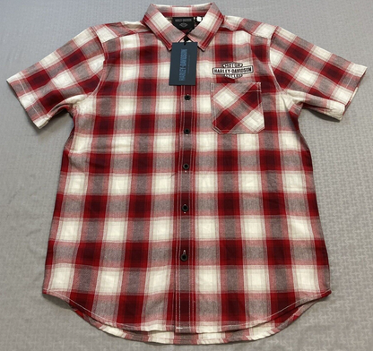 NEW GENUINE HARLEY DAVIDSON 96385-23VM MEN'S MEDIUM SHIRT WOVEN RED PLAID