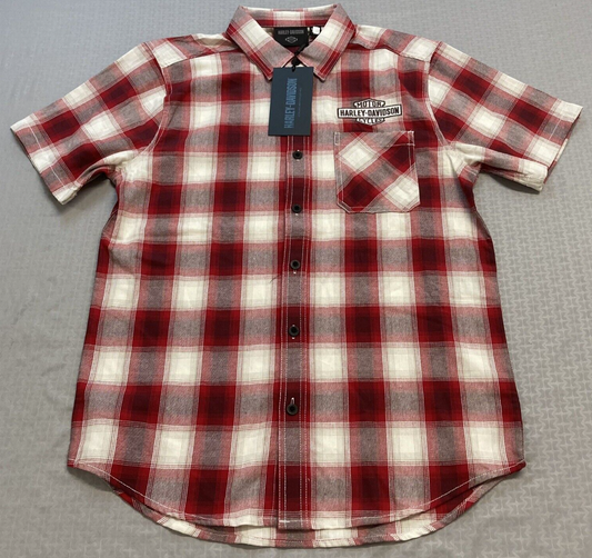NEW GENUINE HARLEY DAVIDSON 96385-23VM MEN'S MEDIUM SHIRT WOVEN RED PLAID