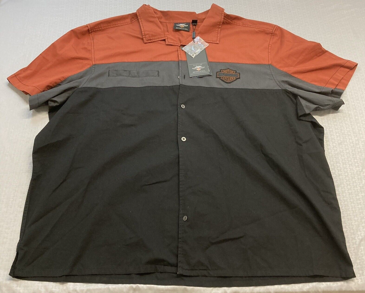 NEW GENUINE HARLEY DAVIDSON 99080-20VM MEN'S 5XL SHIRT WOVEN COLORBLOCK Copper