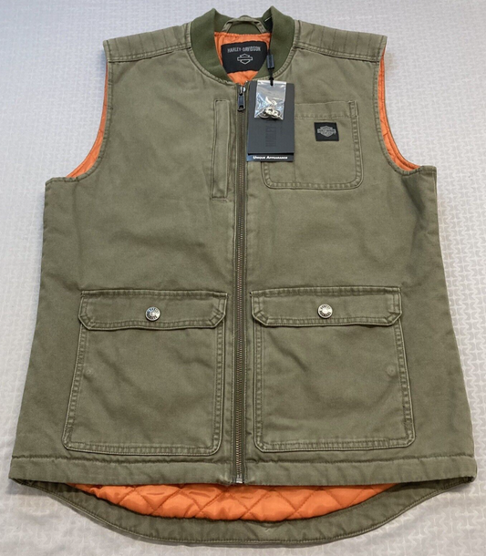 NEW GENUINE HARLEY DAVIDSON 97411-23VM MEN'S SMALL VEST WOVEN GREEN