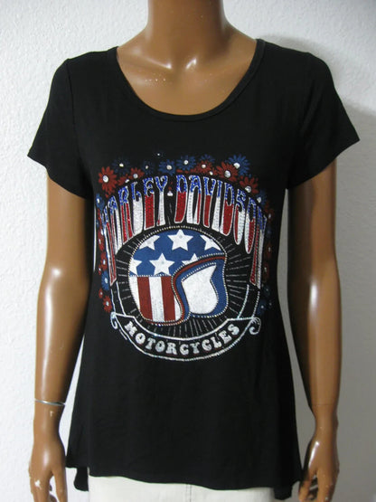 NEW HARLEY DAVIDSON HT4604BLK FREEDOM FLOWER OPEN BACKED S/S TOP BLACK SM