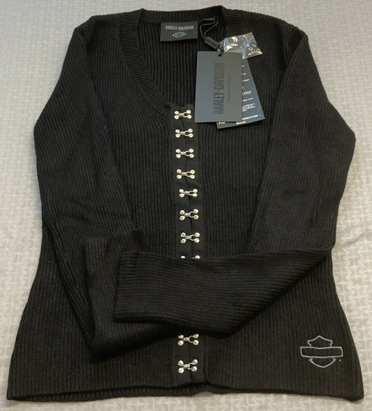 NEW HARLEY DAVIDSON 96417-23VW Women's XL SWEATER KNIT BLACK Forever Harley