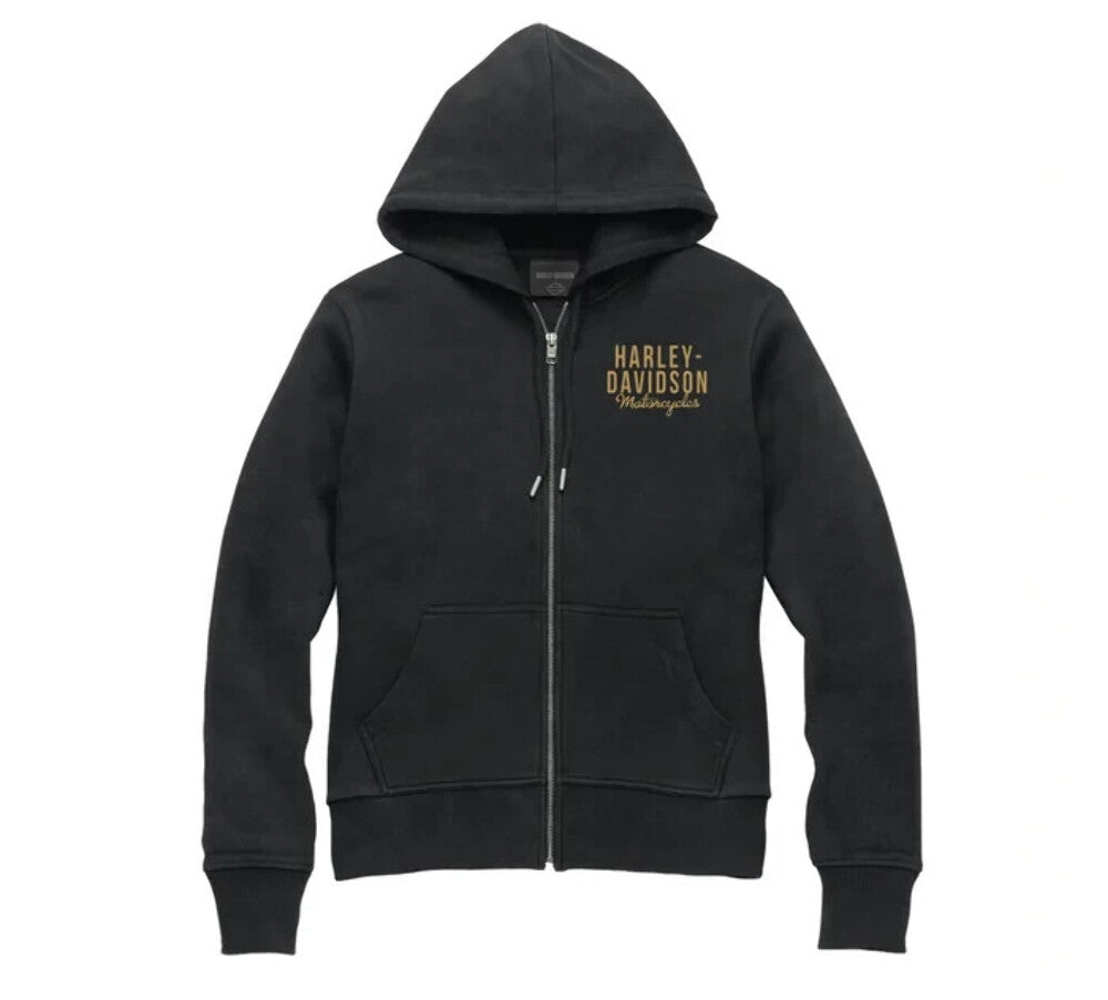 NEW HARLEY DAVIDSON 96185-23VW WOMEN'S XS HOODIE KNIT BLACK SPECIAL ZIP FRONT