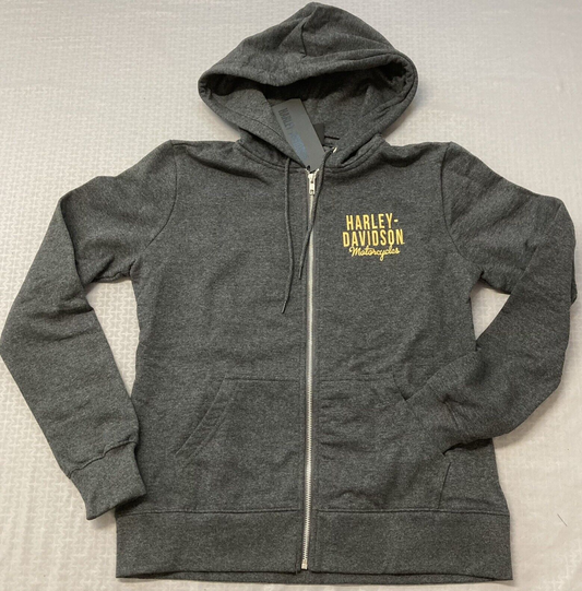 NEW HARLEY DAVIDSON 96185-23VW WOMEN'S XS HOODIE KNIT BLACK SPECIAL ZIP FRONT